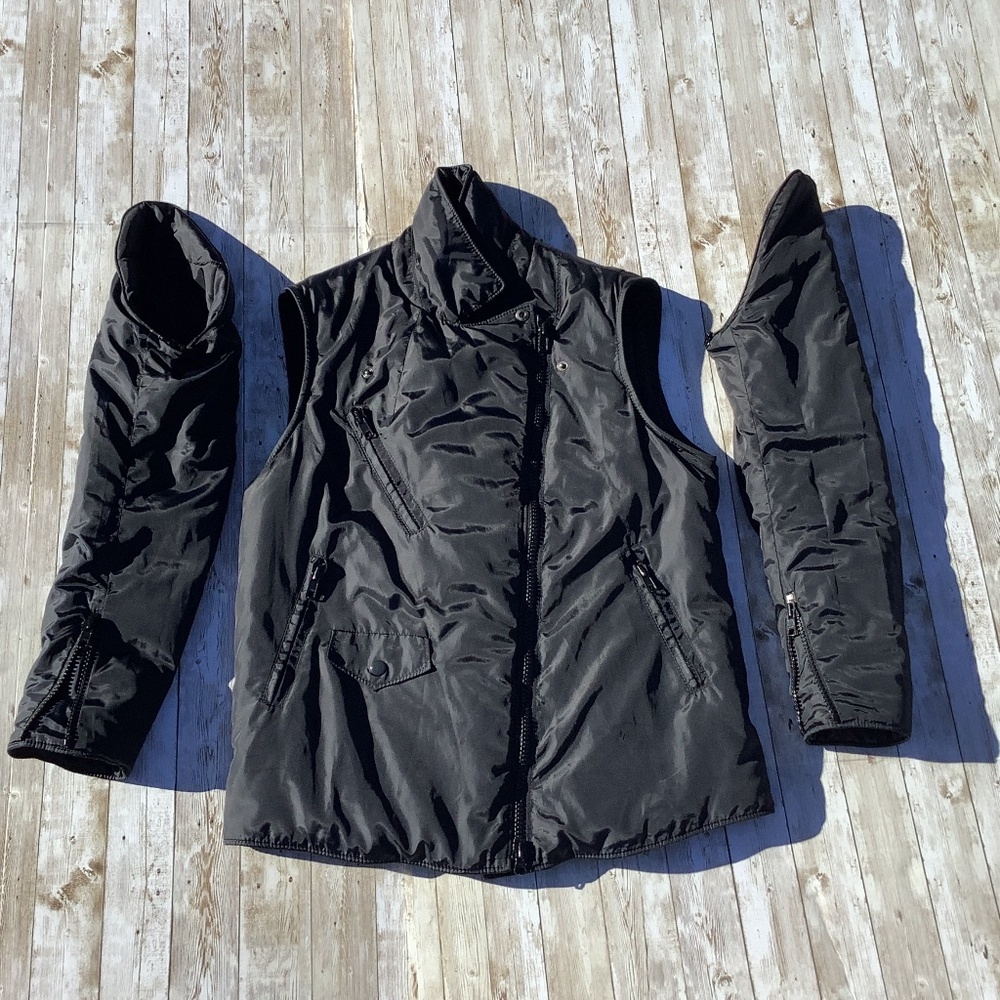 3.1 Phillip Lim Motorcycle Jacket detachable sleeves Vest Size L Large Black